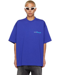 T-shirt girocollo lavorata a maglia blu di Vetements