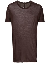 T-shirt girocollo lavorata a maglia bordeaux di Rick Owens