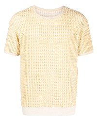 T-shirt girocollo lavorata a maglia gialla di Isa Boulder