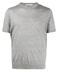 T-shirt girocollo lavorata a maglia grigia di Cenere Gb