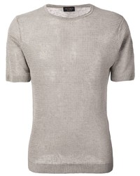 T-shirt girocollo lavorata a maglia grigia di Dell'oglio