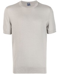 T-shirt girocollo lavorata a maglia grigia di Fedeli
