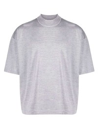 T-shirt girocollo lavorata a maglia grigia di Jil Sander