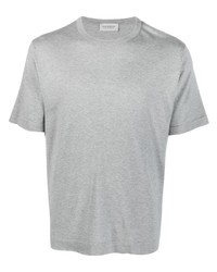 T-shirt girocollo lavorata a maglia grigia di John Smedley