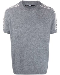 T-shirt girocollo lavorata a maglia grigia di Karl Lagerfeld