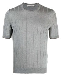 T-shirt girocollo lavorata a maglia grigia di La Fileria For D'aniello