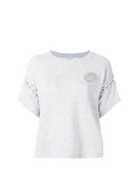 T-shirt girocollo lavorata a maglia grigia di McQ Alexander McQueen