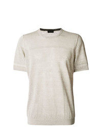 T-shirt girocollo lavorata a maglia grigia di Roberto Collina