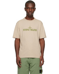 T-shirt girocollo lavorata a maglia grigia di Stone Island