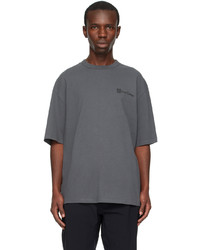T-shirt girocollo lavorata a maglia grigio scuro di 032c