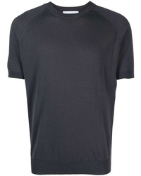 T-shirt girocollo lavorata a maglia grigio scuro di D4.0