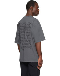 T-shirt girocollo lavorata a maglia grigio scuro di 032c