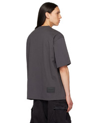 T-shirt girocollo lavorata a maglia grigio scuro di We11done