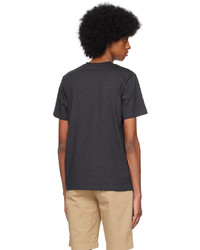 T-shirt girocollo lavorata a maglia grigio scuro di Sunspel