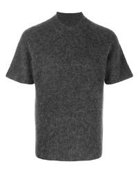 T-shirt girocollo lavorata a maglia grigio scuro di Jacquemus