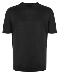 T-shirt girocollo lavorata a maglia grigio scuro di Roberto Collina