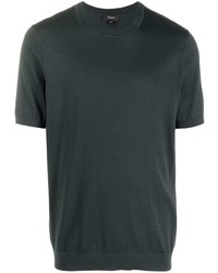 T-shirt girocollo lavorata a maglia grigio scuro di Theory