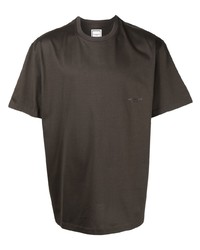 T-shirt girocollo lavorata a maglia grigio scuro di Wooyoungmi