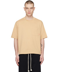 T-shirt girocollo lavorata a maglia marrone chiaro di Acne Studios