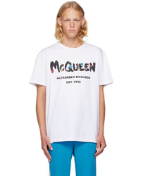 T-shirt girocollo lavorata a maglia marrone chiaro di Alexander McQueen
