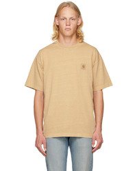 T-shirt girocollo lavorata a maglia marrone chiaro di CARHARTT WORK IN PROGRESS