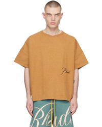 T-shirt girocollo lavorata a maglia marrone chiaro di Rhude