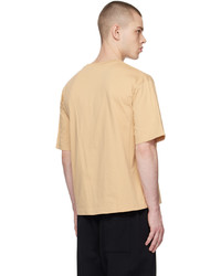 T-shirt girocollo lavorata a maglia marrone chiaro di Acne Studios