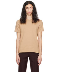 T-shirt girocollo lavorata a maglia marrone chiaro di Tom Ford