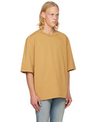T-shirt girocollo lavorata a maglia marrone chiaro di Camiel Fortgens