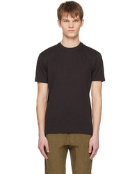 T-shirt girocollo lavorata a maglia marrone scuro di Tom Ford