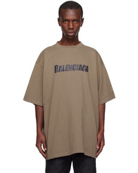 T-shirt girocollo lavorata a maglia marrone di Balenciaga