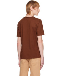 T-shirt girocollo lavorata a maglia marrone di Séfr