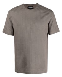 T-shirt girocollo lavorata a maglia marrone di Emporio Armani