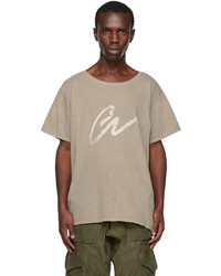T-shirt girocollo lavorata a maglia marrone di Greg Lauren
