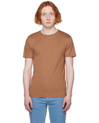 T-shirt girocollo lavorata a maglia marrone di Lacoste