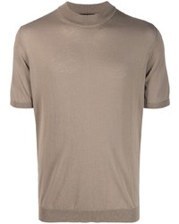 T-shirt girocollo lavorata a maglia marrone di Roberto Collina