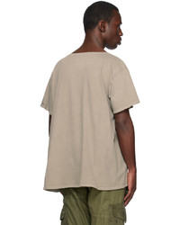 T-shirt girocollo lavorata a maglia marrone di Greg Lauren