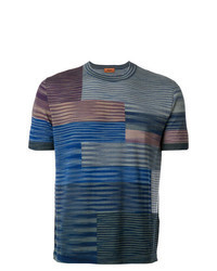 T-shirt girocollo lavorata a maglia multicolore