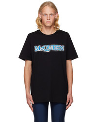 T-shirt girocollo lavorata a maglia nera di Alexander McQueen