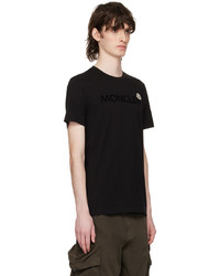 T-shirt girocollo lavorata a maglia nera di Moncler