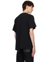 T-shirt girocollo lavorata a maglia nera di Helmut Lang