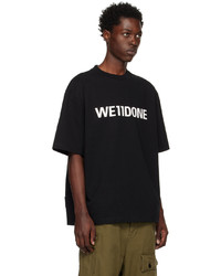 T-shirt girocollo lavorata a maglia nera di We11done