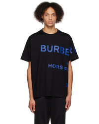 T-shirt girocollo lavorata a maglia nera di Burberry
