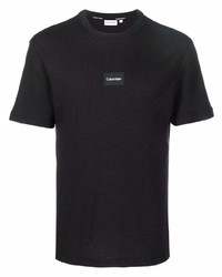 T-shirt girocollo lavorata a maglia nera di Calvin Klein