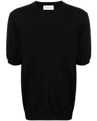 T-shirt girocollo lavorata a maglia nera di Christian Wijnants