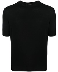 T-shirt girocollo lavorata a maglia nera di Colombo