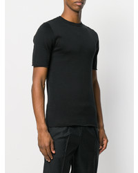 T-shirt girocollo lavorata a maglia nera di Kris Van Assche