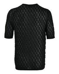 T-shirt girocollo lavorata a maglia nera di Ballantyne