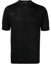 T-shirt girocollo lavorata a maglia nera di Dell'oglio