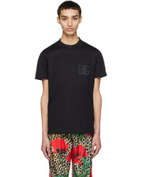 T-shirt girocollo lavorata a maglia nera di Dolce & Gabbana